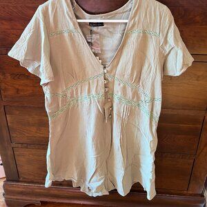 VERY J Lace Detail Romper | Sage Green